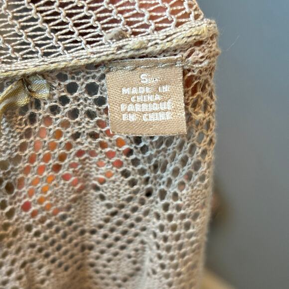 Knitted & Knotted Open Crochet Cardigan Taupe Small READ - Picture 7 of 10